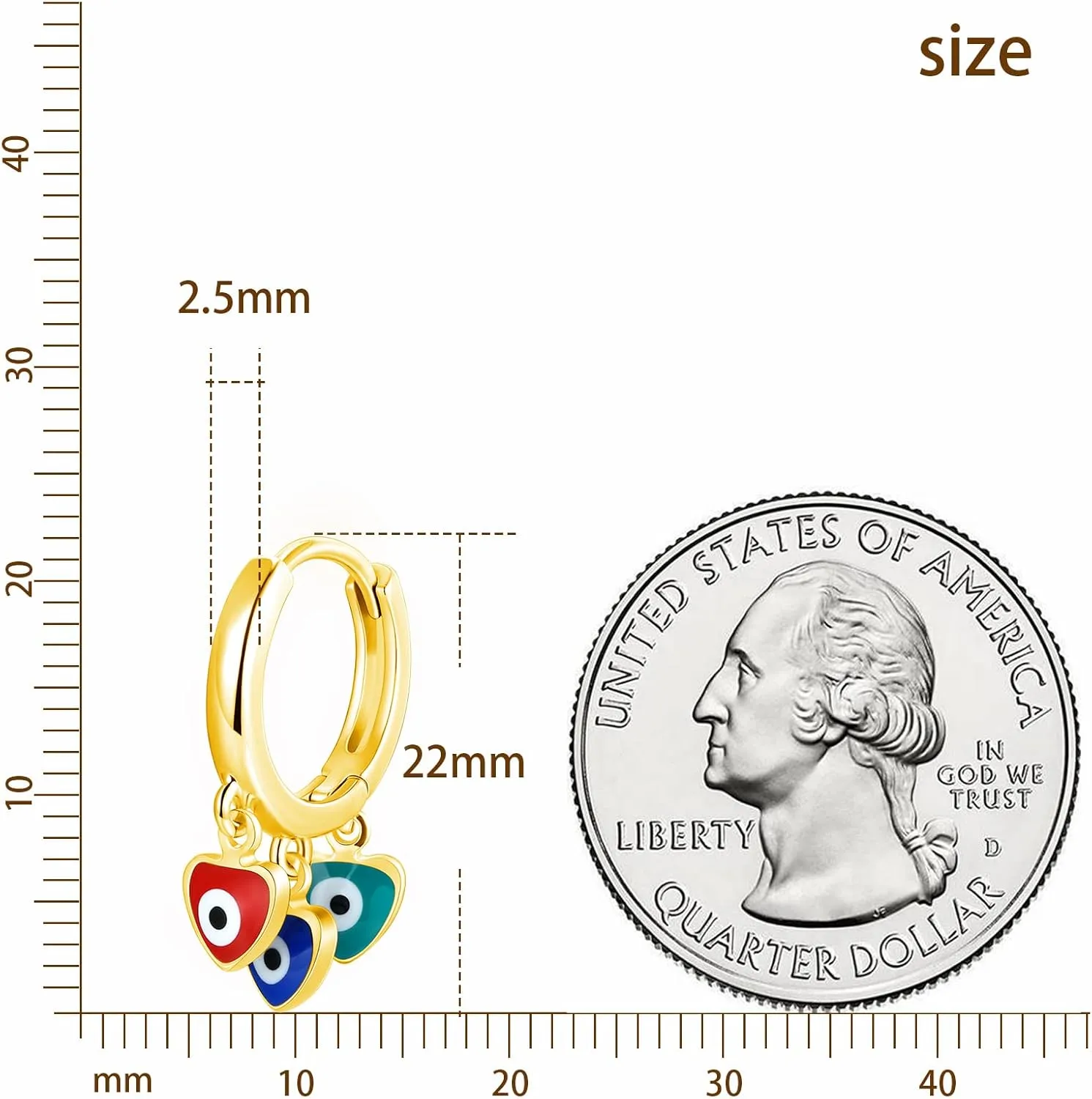 Evil Eye Hoop Earrings for Women Tiny Eye Earrings Blue Devil Eye Colorful Heart Third Eye Small Huggie Hoop Earrings Spiritual Protection Gold Eye Jewelry