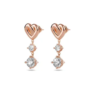 Fall in Love Heart Drop Earrings Embellished with SWAROVSKI crystals in Rose Gold