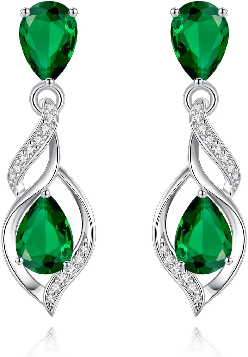 FANCIME Gift for Women Birthstone Earrings for Her Teardrop Birthstone Earrings S925 Sterling Silver infinity Love Birthday Gifts for Mom Women
