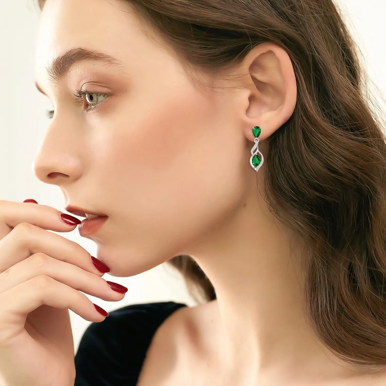 FANCIME Gift for Women Birthstone Earrings for Her Teardrop Birthstone Earrings S925 Sterling Silver infinity Love Birthday Gifts for Mom Women
