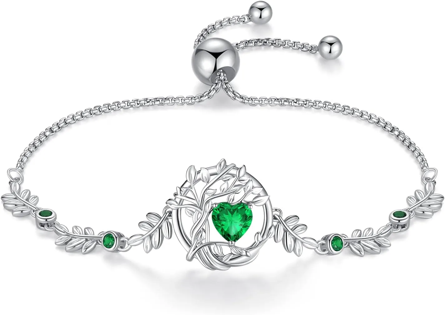 FANCIME Mothers Day Gifts, Tree of life Birthstone Bracelet for Women Sterling Silver Tree Jewelry Birthstone Charm Bracelet Gemstone Anniversary Birthday Christmas Gifts for Wife Mom Her