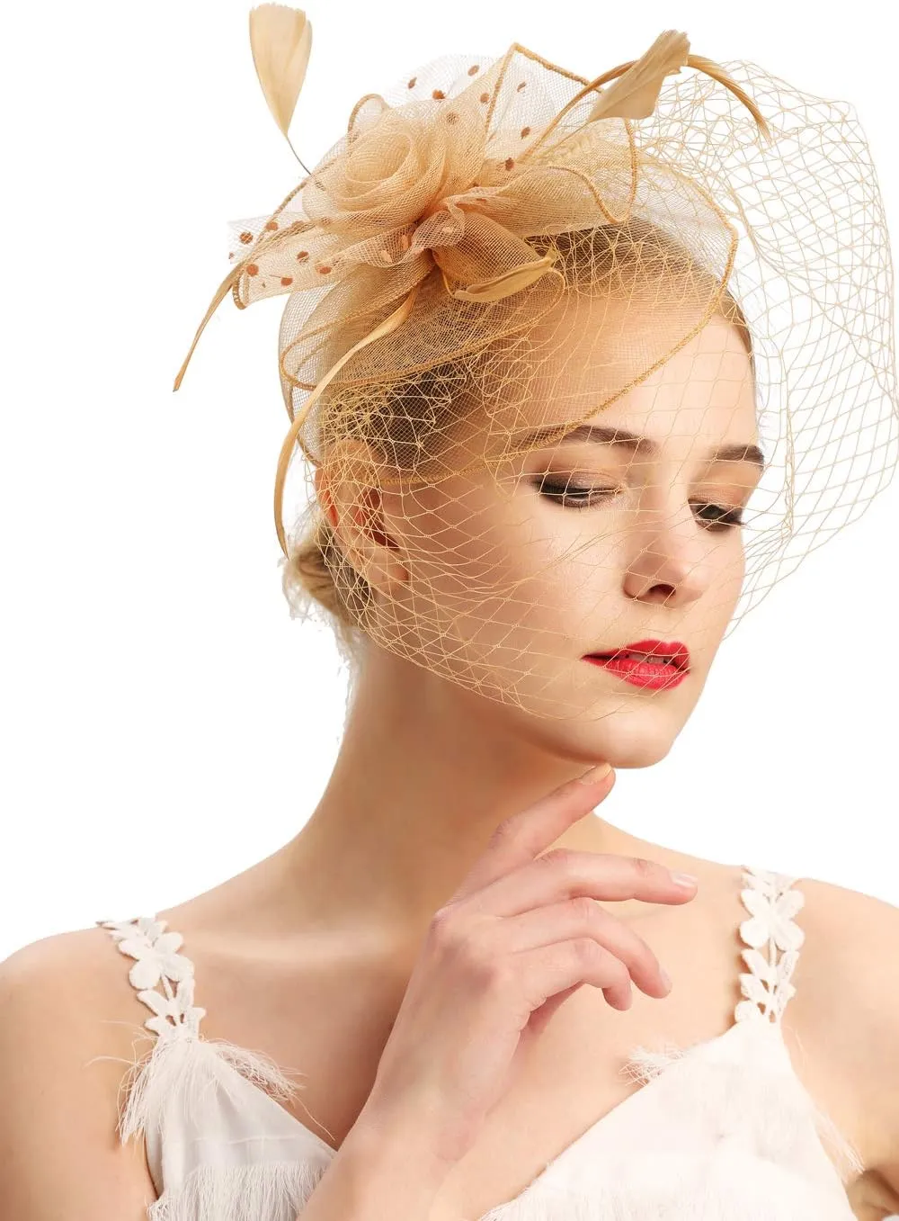 Fascinators Hats 20s 50s Hat Pillbox Hat Cocktail Tea Party Headwear with Veil for Girls and Women