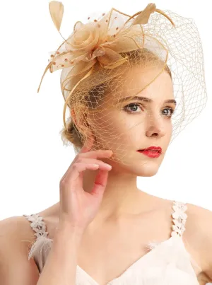 Fascinators Hats 20s 50s Hat Pillbox Hat Cocktail Tea Party Headwear with Veil for Girls and Women