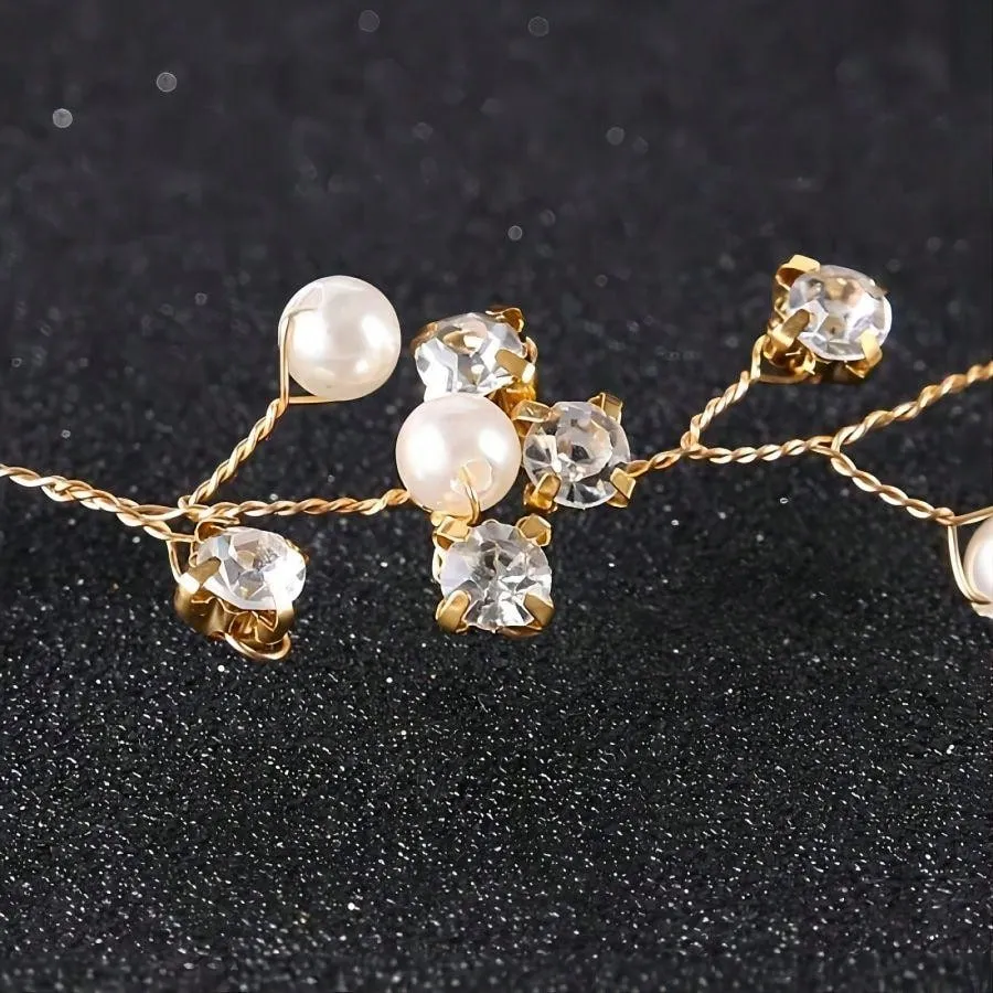 Faux Pearl Bridal Headband Flower Girl Headpiece Bridal Headpieces Wedding Hair Accessories Flower Crowns Rhinestone White Flower Hair Vine Hair Band For Women Bridesmaid Elegant Tiaras