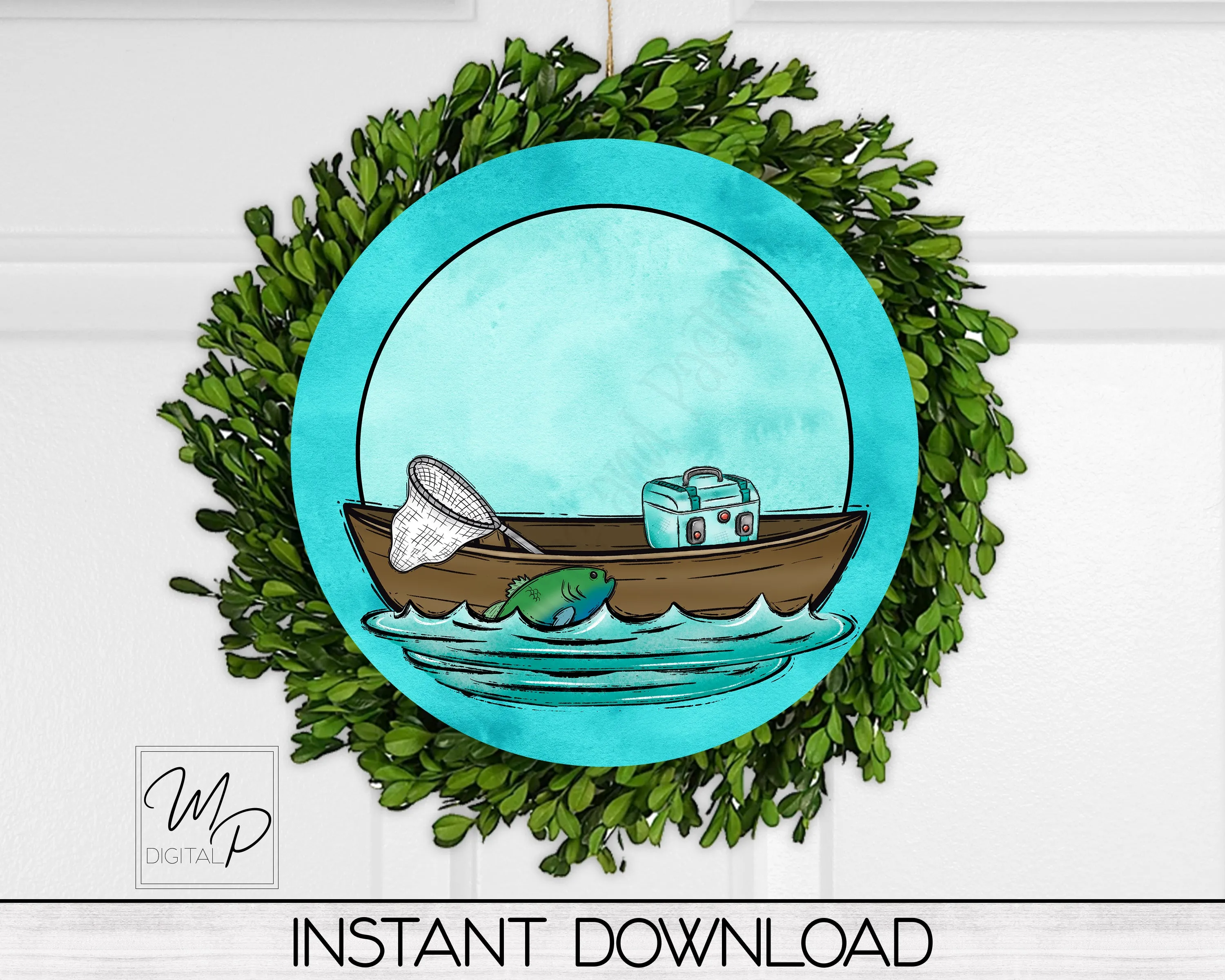 Fishing PNG BUNDLE, Digital Download for Sublimation of Round Blanks