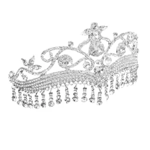 FRCOLOR Arabian Style Bridal with Tassel Alloy Rhinestone Crown Hair Accessory for Wedding Birthday and Banquet Celebrations