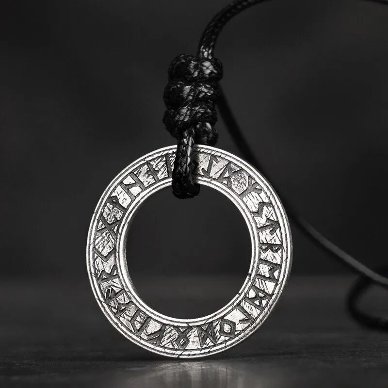 FUTHARK RUNE CIRCLE VIKING NECKLACE - STERLING SILVER