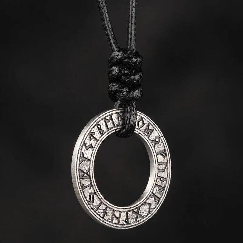 FUTHARK RUNE CIRCLE VIKING NECKLACE - STERLING SILVER