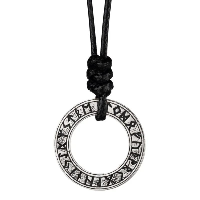 FUTHARK RUNE CIRCLE VIKING NECKLACE - STERLING SILVER