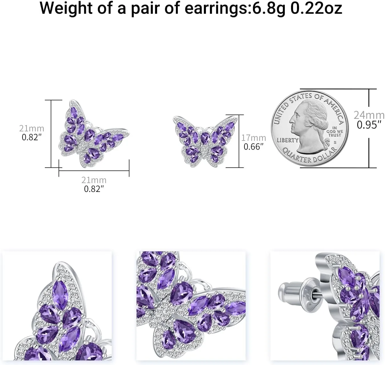 G&GEMSJEW Butterfly Pendant Necklace Shining CZ Butterfly Necklace Various Optional