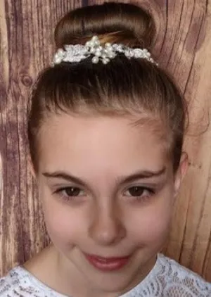 Girls’ Rhinestone and Pearl Bun Wrap Headpiece 1076