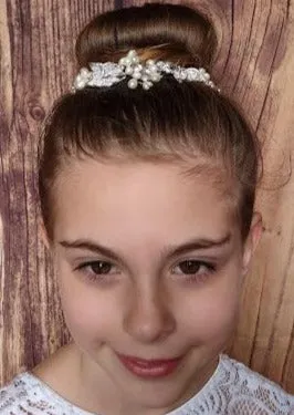 Girls’ Rhinestone and Pearl Bun Wrap Headpiece 1076
