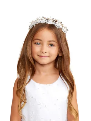 Girls White Holy Communion Special Occasion Elegant Flower Crown
