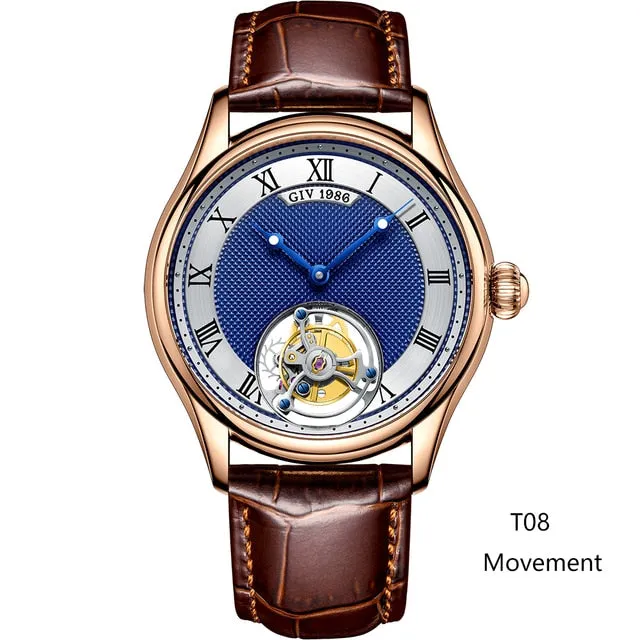 GIV Men&#39;s Original Manual Tourbillon Movement Man Watch Sapphire Tourbillon Mechanical Business Watch For Men Luxury Waterproof