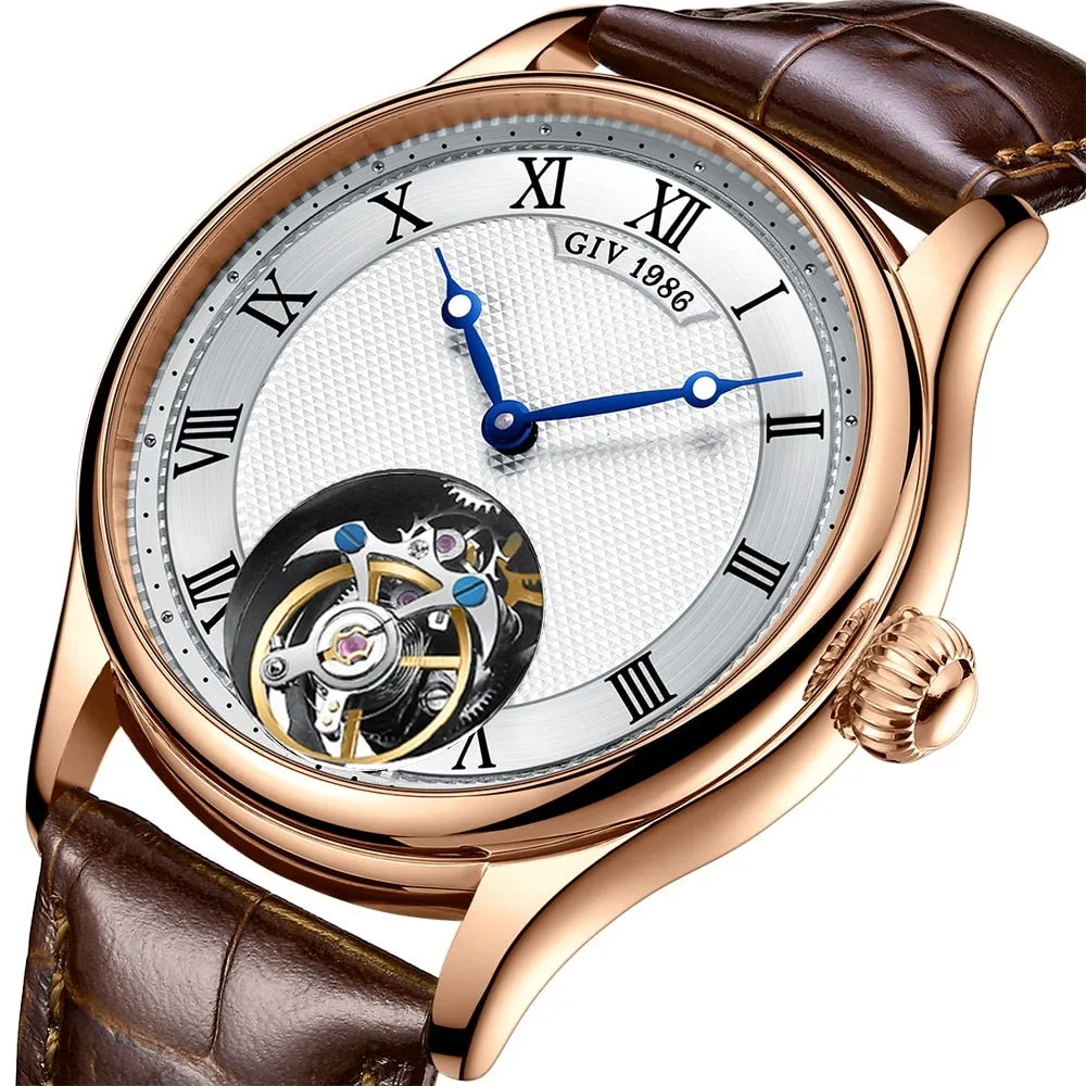 GIV Men&#39;s Original Manual Tourbillon Movement Man Watch Sapphire Tourbillon Mechanical Business Watch For Men Luxury Waterproof