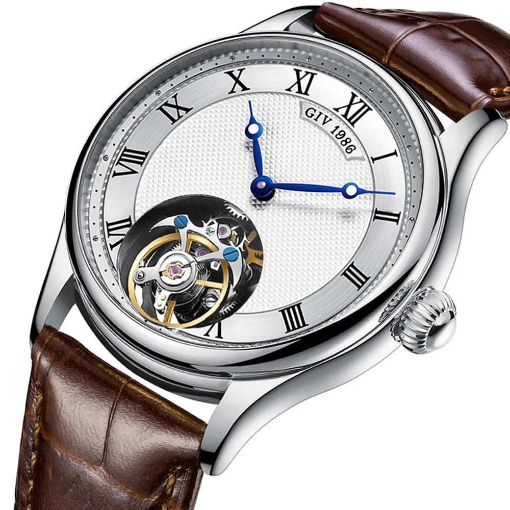 GIV Men&#39;s Original Manual Tourbillon Movement Man Watch Sapphire Tourbillon Mechanical Business Watch For Men Luxury Waterproof