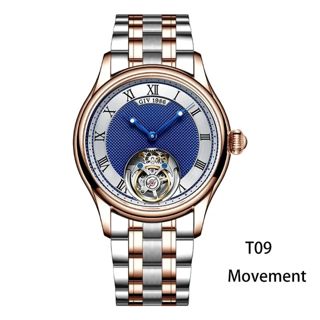 GIV Men&#39;s Original Manual Tourbillon Movement Man Watch Sapphire Tourbillon Mechanical Business Watch For Men Luxury Waterproof