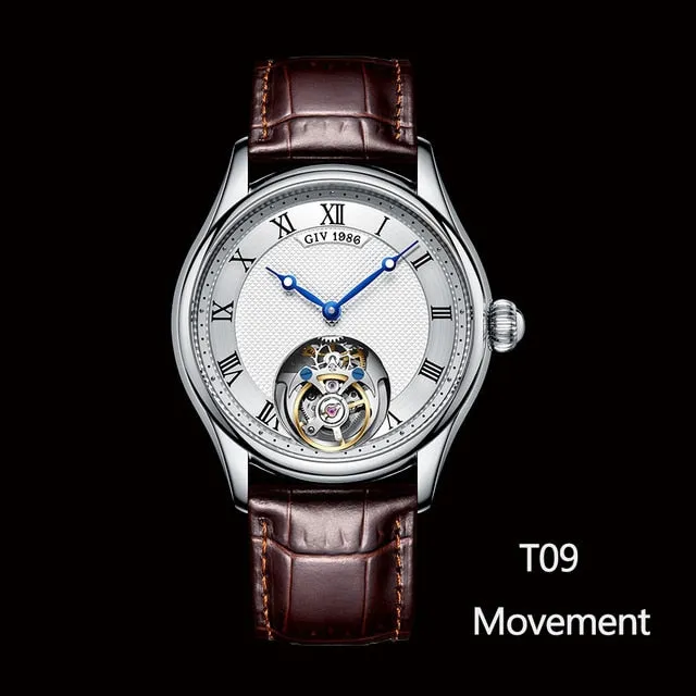 GIV Men&#39;s Original Manual Tourbillon Movement Man Watch Sapphire Tourbillon Mechanical Business Watch For Men Luxury Waterproof