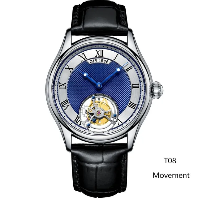 GIV Men&#39;s Original Manual Tourbillon Movement Man Watch Sapphire Tourbillon Mechanical Business Watch For Men Luxury Waterproof
