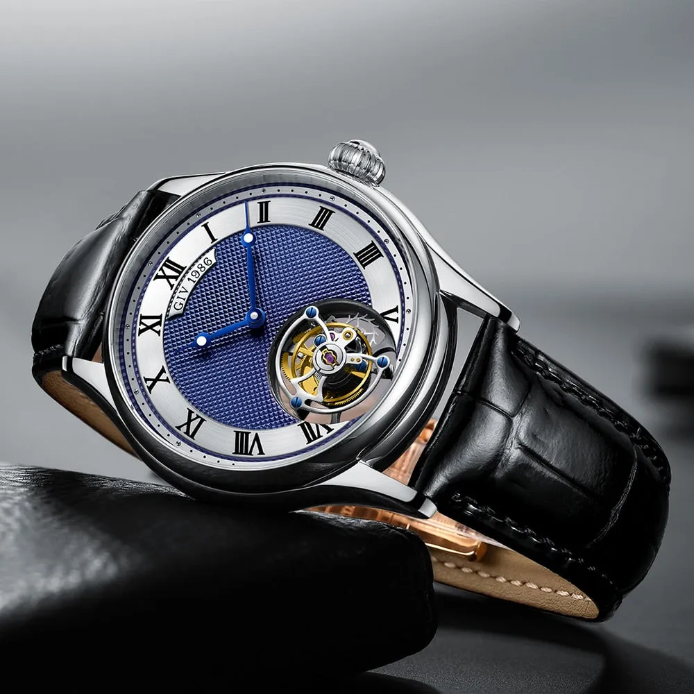 GIV Men&#39;s Original Manual Tourbillon Movement Man Watch Sapphire Tourbillon Mechanical Business Watch For Men Luxury Waterproof
