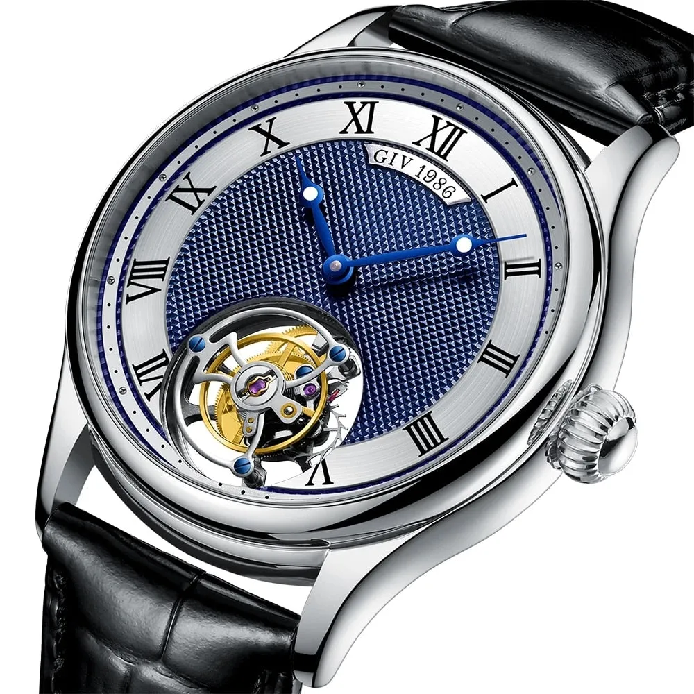 GIV Men&#39;s Original Manual Tourbillon Movement Man Watch Sapphire Tourbillon Mechanical Business Watch For Men Luxury Waterproof
