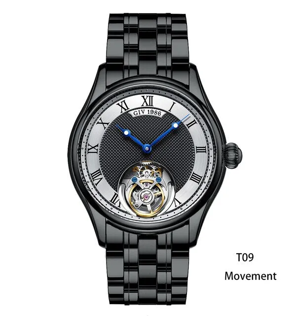 GIV Men&#39;s Original Manual Tourbillon Movement Man Watch Sapphire Tourbillon Mechanical Business Watch For Men Luxury Waterproof