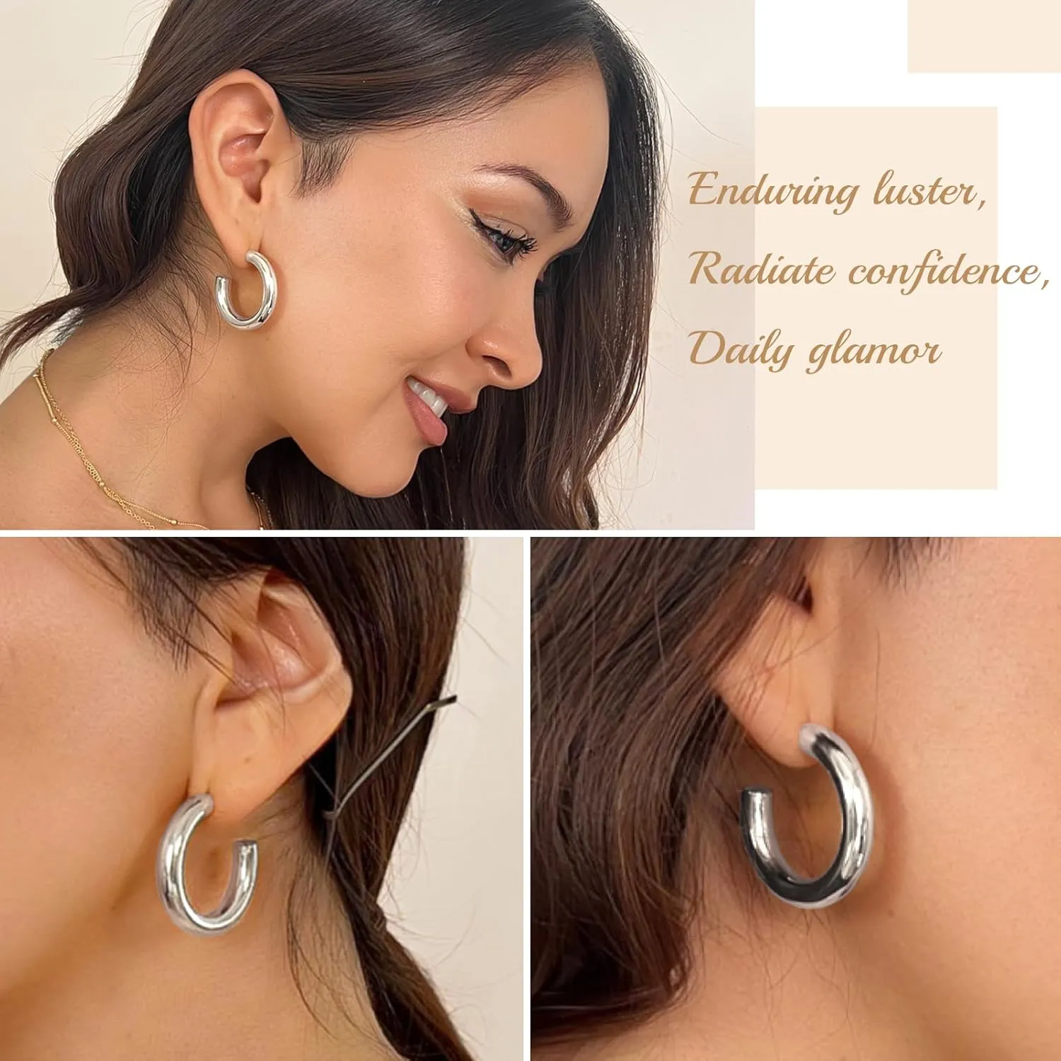 Gold Hoop Earrings Set for Women, Hypoallergenic Silver Hoop Earrings with S925 Sterling Silver Post for Women, Dainty Gold Hoops Jewelry Earrings for Women Trendy Gifts
