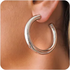 Gold Hoop Earrings Set for Women, Hypoallergenic Silver Hoop Earrings with S925 Sterling Silver Post for Women, Dainty Gold Hoops Jewelry Earrings for Women Trendy Gifts