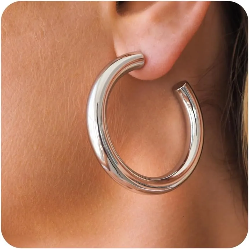 Gold Hoop Earrings Set for Women, Hypoallergenic Silver Hoop Earrings with S925 Sterling Silver Post for Women, Dainty Gold Hoops Jewelry Earrings for Women Trendy Gifts