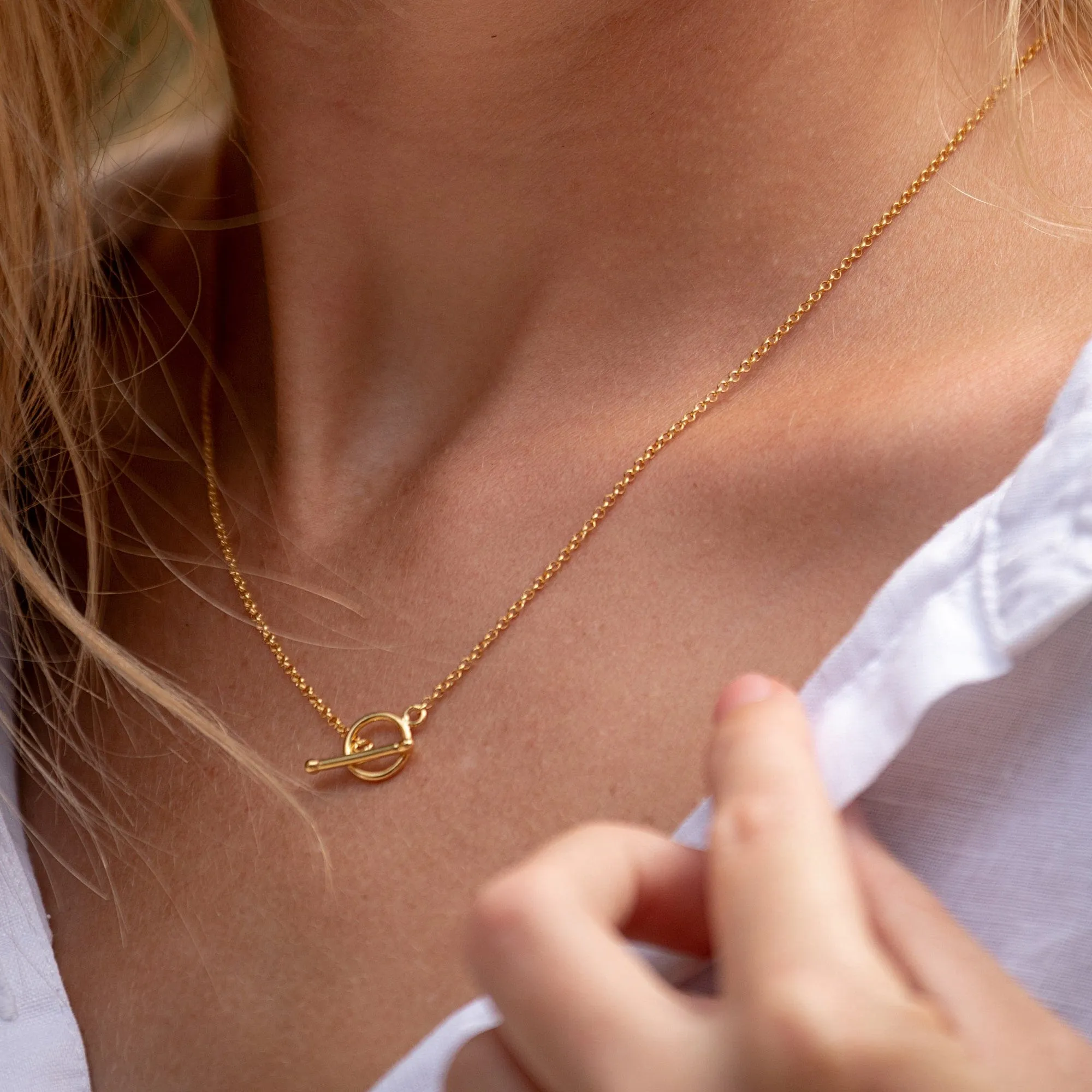 Gold Plated T-Bar Charm Collector Necklace