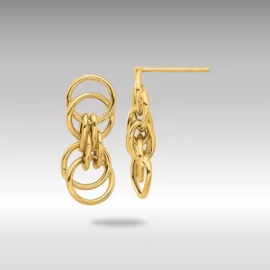 Gold Polished Circle Link Dangle Post Earrings - Model LE2317