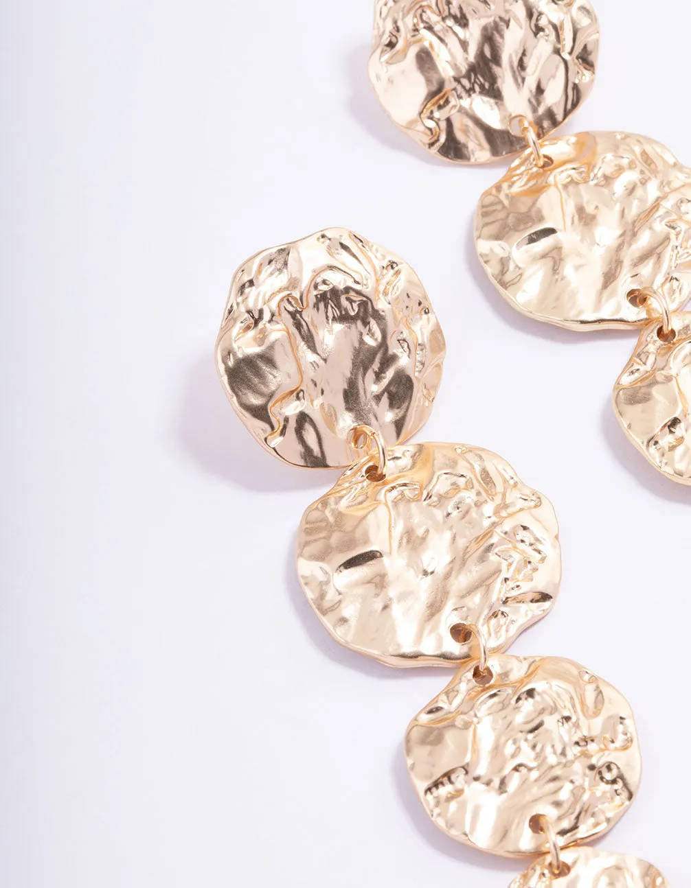 Gold Statement Molten Circle Drop Earrings