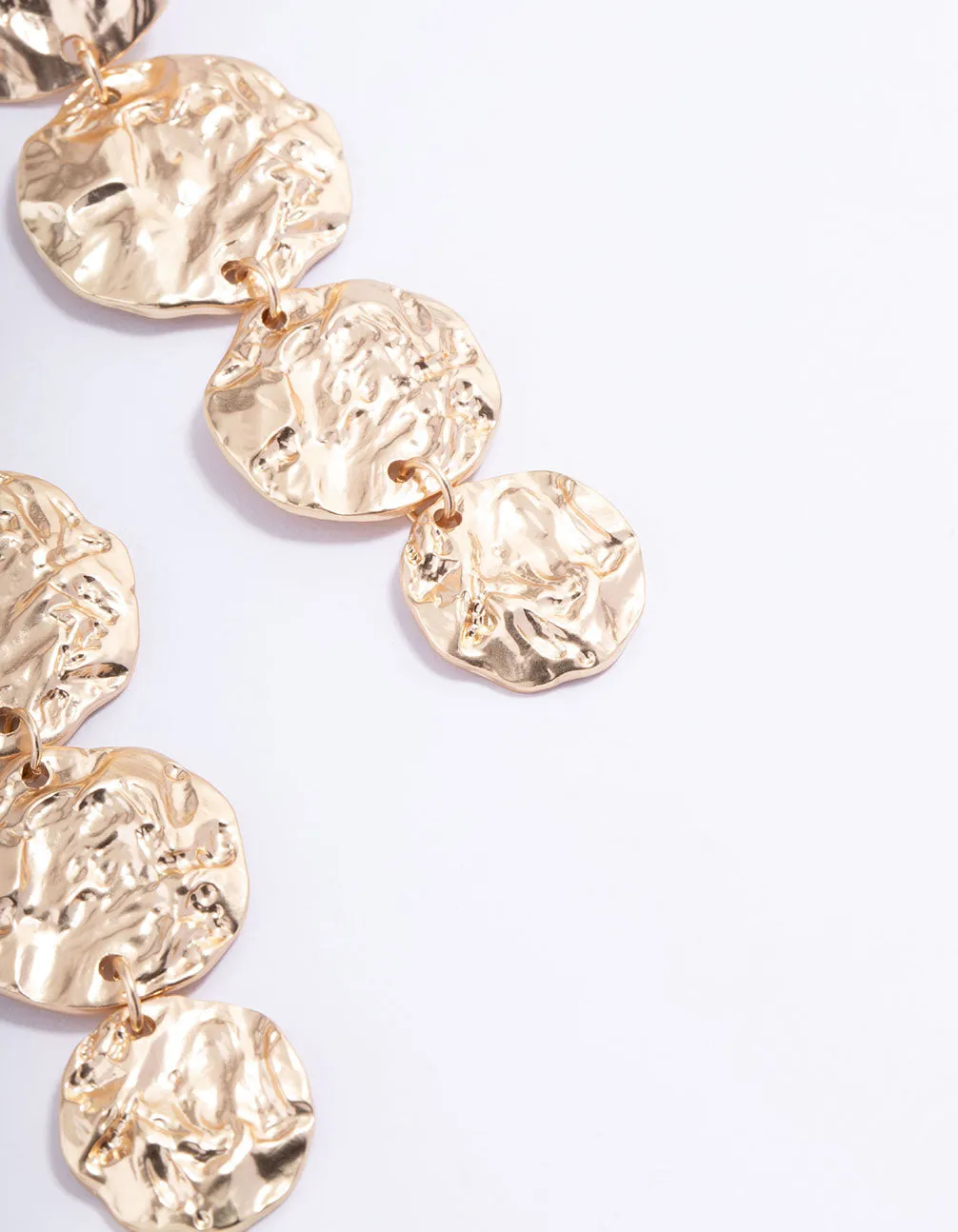 Gold Statement Molten Circle Drop Earrings