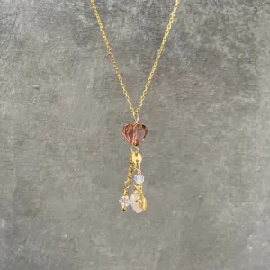 Golden Peach Heart Charm Necklace-UNI-T