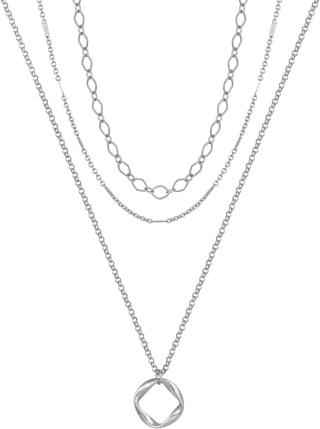 Gold/Silver Layered Necklaces for Women,Dainty Gold/Silver Stackable Chain Necklace Sets,Layering Pendant Choker Necklace Trendy Jewelry