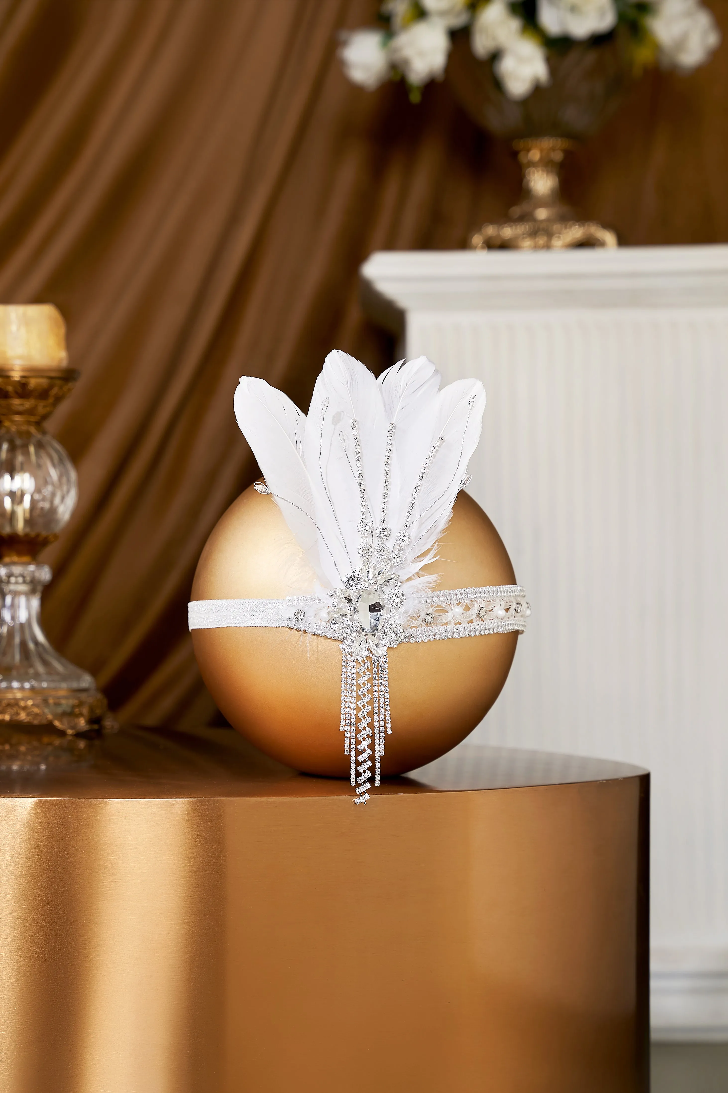 Gorgeous Rhinestone Feather Headpiece