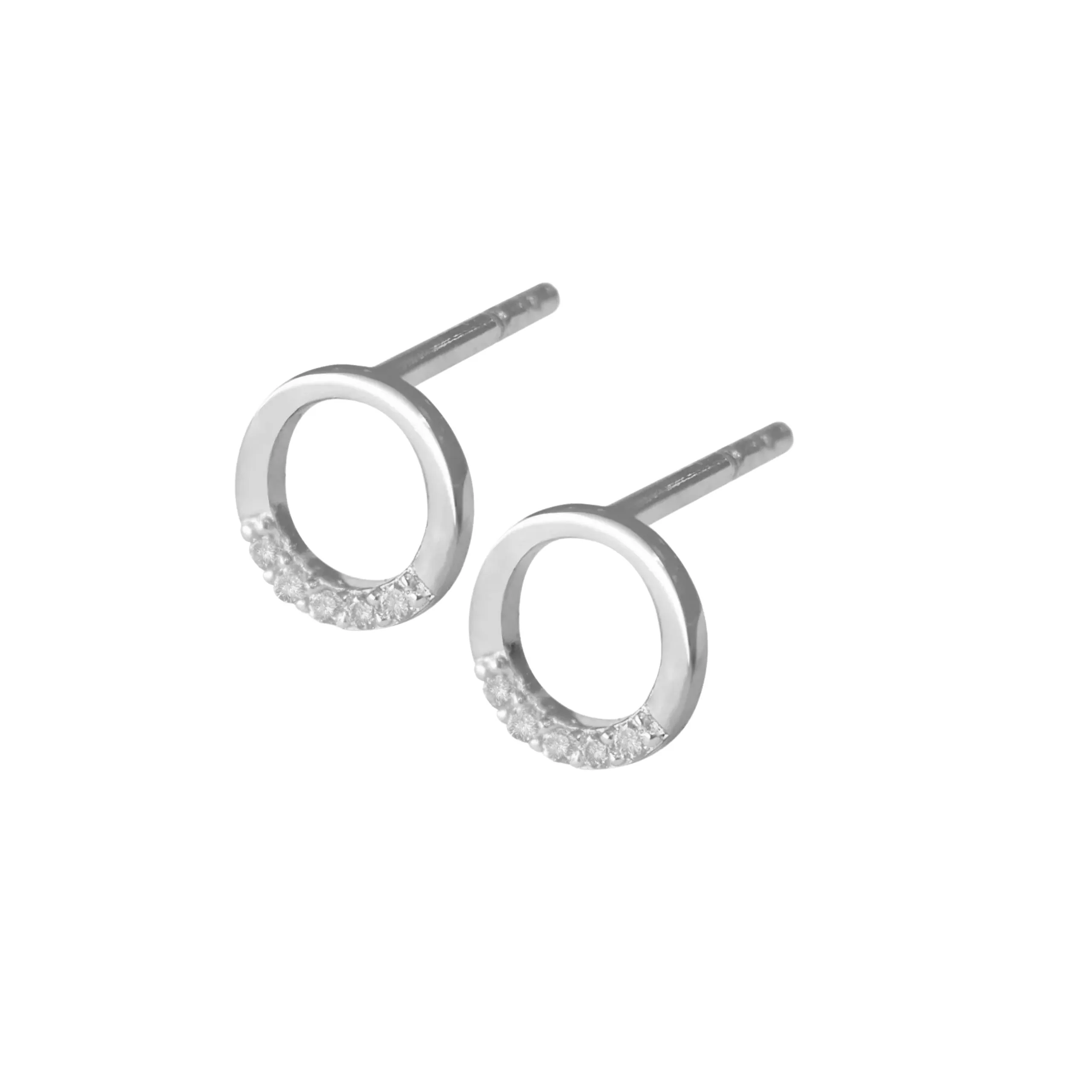Half Crystal Circle Earrings