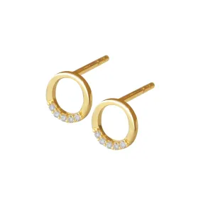 Half Crystal Circle Earrings