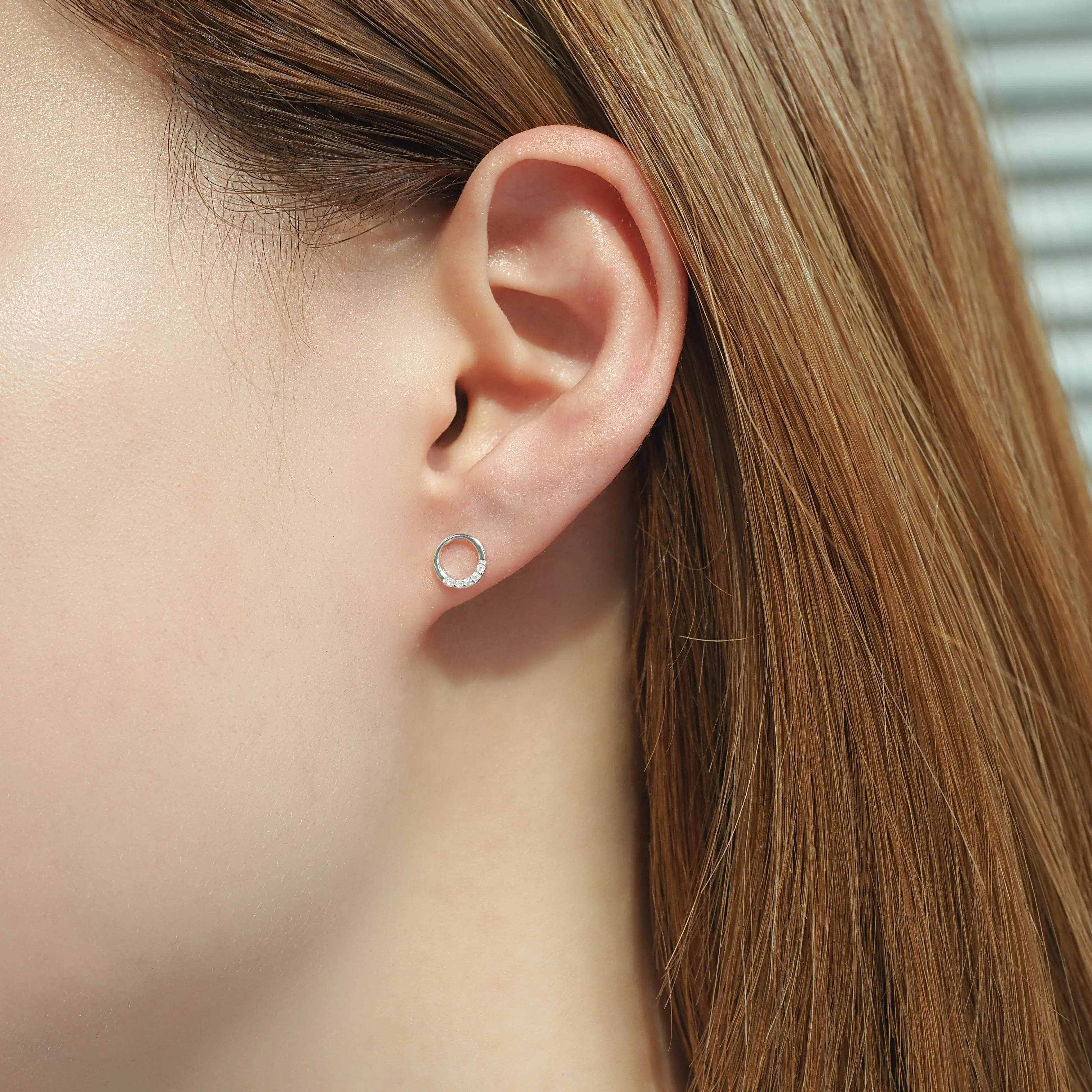 Half Crystal Circle Earrings