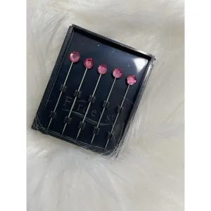 Jewel Headwrap Pins - Rose Pink