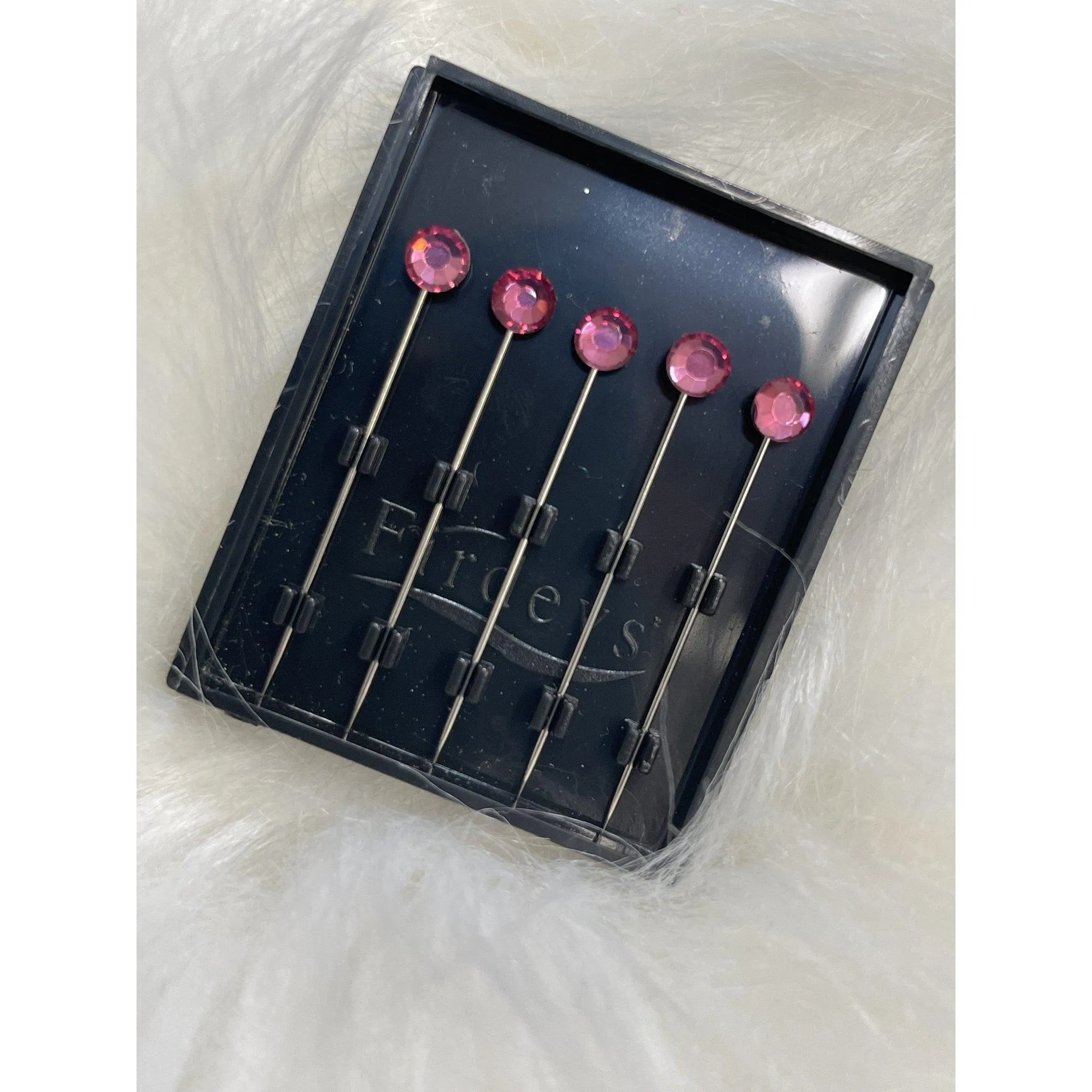 Jewel Headwrap Pins - Rose Pink