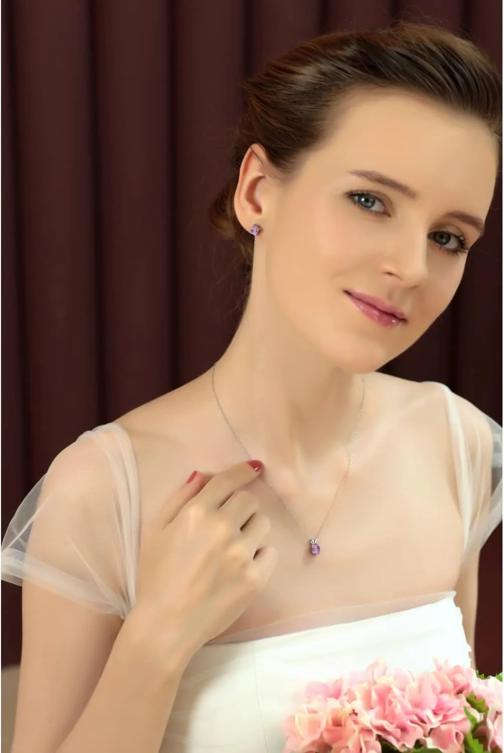 Jewelry Sets for Women, Necklace and Earring Sets for Women, Birthstone Jewelry, Genuine or Synthetic Gemstones, Oval Solitaire, Pendant Necklace, Stud Earrings, Sterling Silver Jewelry or Gold Flash