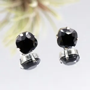 La Vie Parisienne Jet Stud Earrings Silver