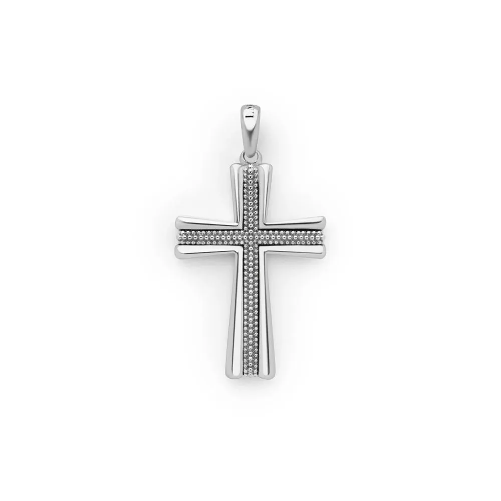 Lagos Anthem Two-Tone Caviar Beaded Cross Amulet