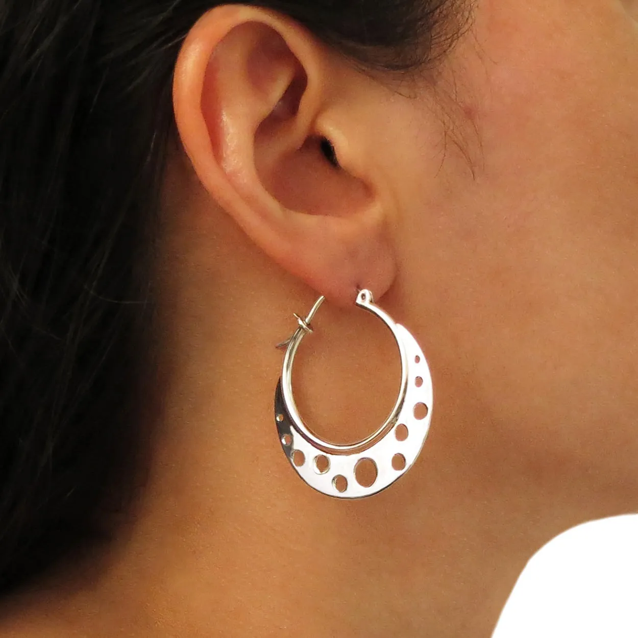 Large 925 Sterling Silver Circle Creole Hoops Earrings Gift Boxed