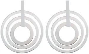 Large Circle Silver Multi Loop Matt Geometric Earrings