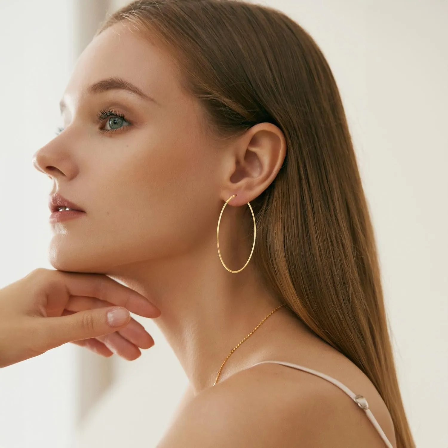 Large Hoop Earrings for Women 925 Sterling Silver Hypoallergenic Hoops Earrings Lightweight 14K Gold/White Gold Plated Loop Earrings For Birthday Jewelry for Her 40/50/60MM