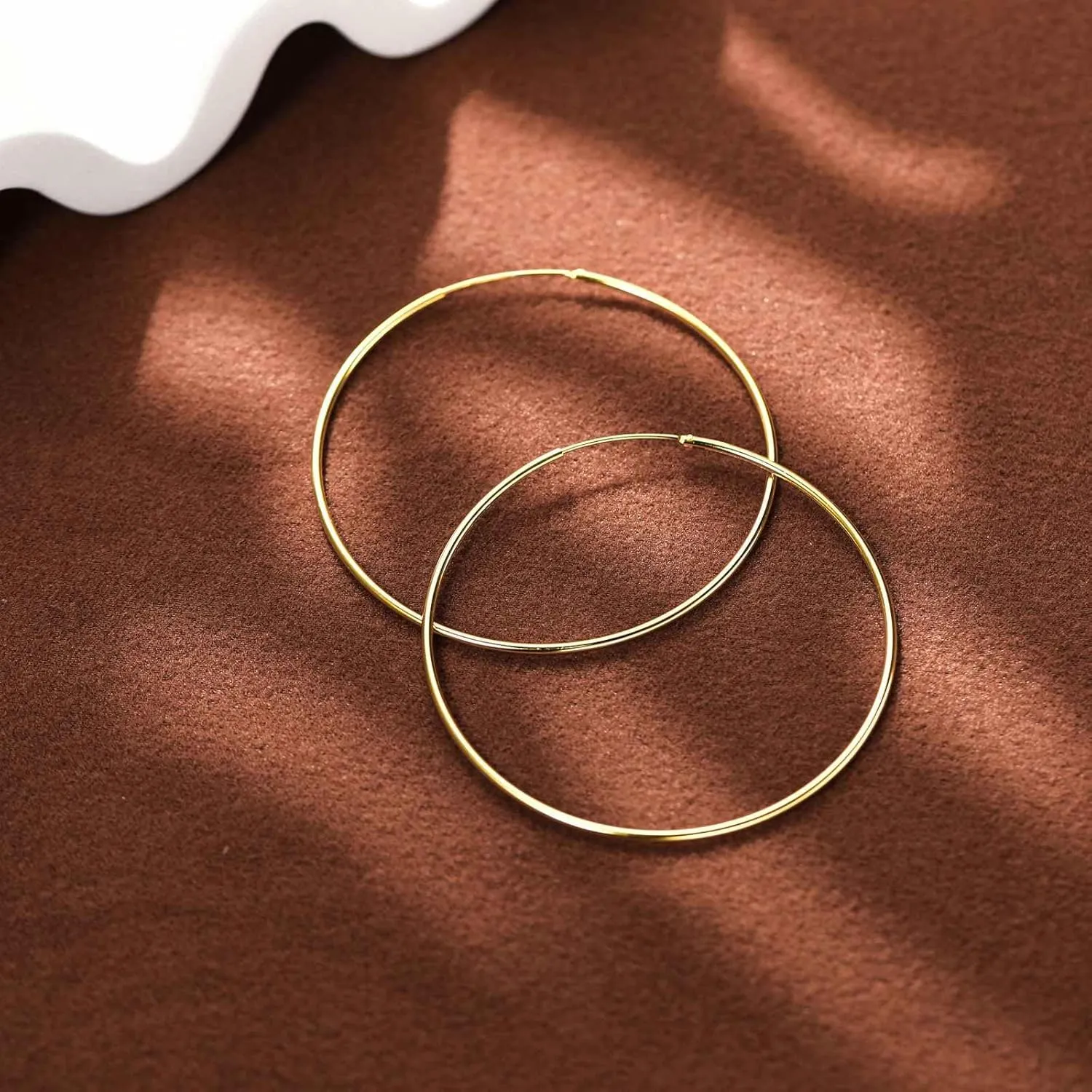 Large Hoop Earrings for Women 925 Sterling Silver Hypoallergenic Hoops Earrings Lightweight 14K Gold/White Gold Plated Loop Earrings For Birthday Jewelry for Her 40/50/60MM