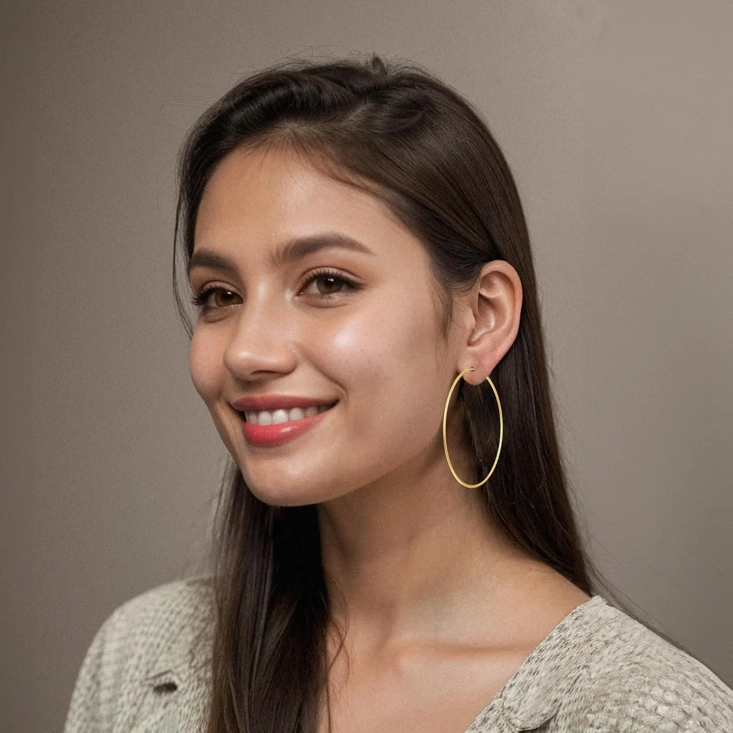 Large Hoop Earrings for Women 925 Sterling Silver Hypoallergenic Hoops Earrings Lightweight 14K Gold/White Gold Plated Loop Earrings For Birthday Jewelry for Her 40/50/60MM