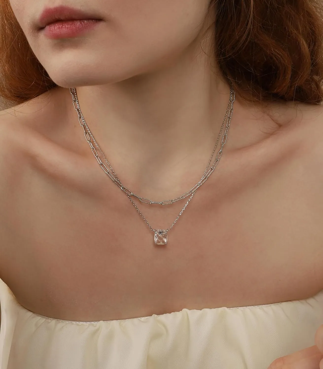 Layered Choker Necklaces Handmade Multilayer Adjustable Layering Chain Gold Plated Necklaces Set for Women_sapphire